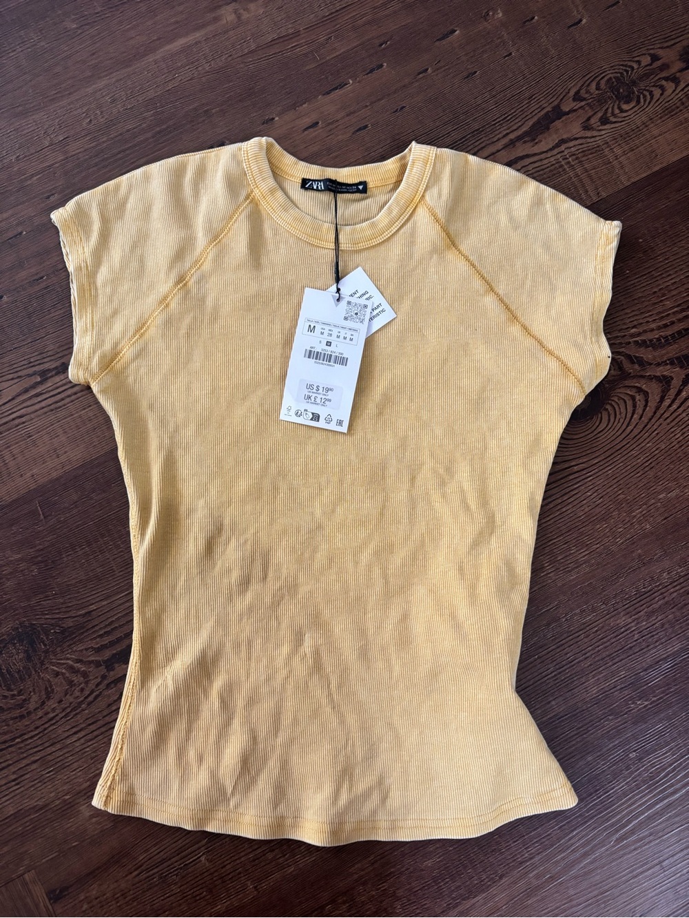 Zara Yellow Short Sleeve Ribbed Tee - NWT - M